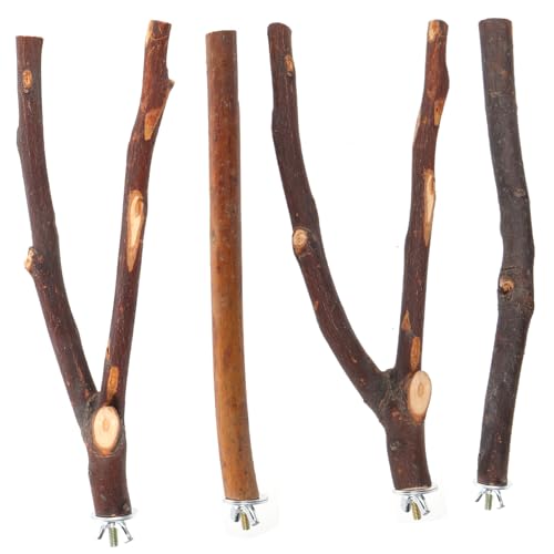 JOINPAYA 4Pcs Bird Perch Stand Rod for Parrots Budgies and Lovebirds Durable Bird Cage Accessories for Exercise Climbing and Resting Natural Chew for Pet Birds