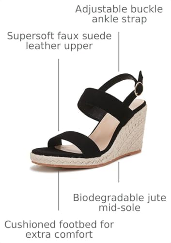 Image of VETASTE Womens Espadrille Wedge Sandals Heels Open Toe Platform High Heeled Ankle Strap Buckle Dress Wedges Shoes