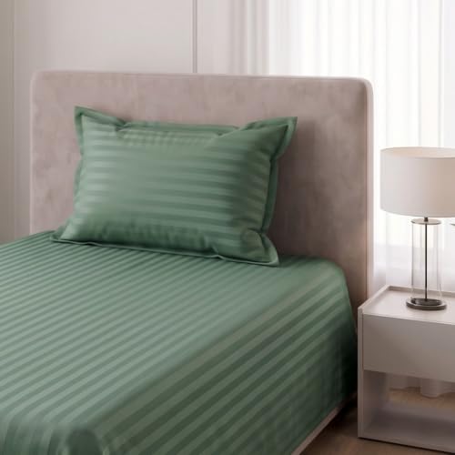 Image of Living Roots Glace Cotton 180 TC Single Bedsheet Set with 2 Single Bedsheets & 2 Pillow Covers|60 x 90 Inches |Soft, Breathable & Durable |Fits Mattress up to 4 Inches |No Colour Bleeding (Sage Green)