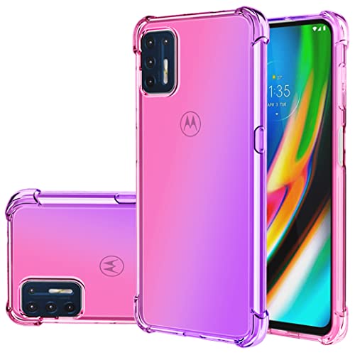 Image of Gufuwo Case for Moto G9 Plus Case, Motorola G9+ Cute Case Girls Women, Gradient Slim Anti Scratch Soft TPU Phone Cover Shockproof Protective Case for Motorola Moto G9 Plus (Pink/Purple)