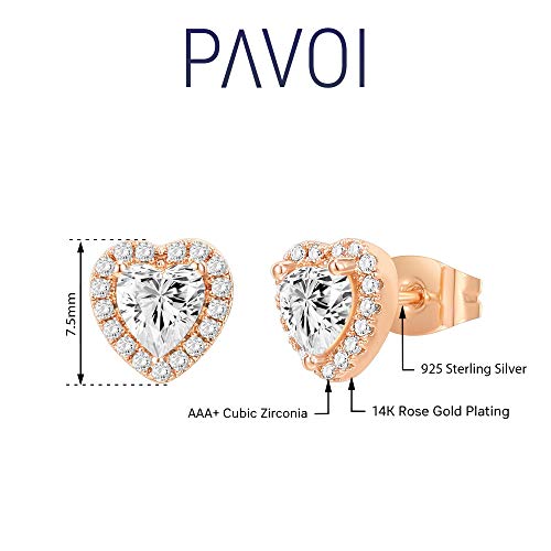 Image of PAVOI 14K Gold Plated 925 Sterling Silver Post Brilliant Round Faux Diamond Halo Earrings - Premium Cubic Zirconia