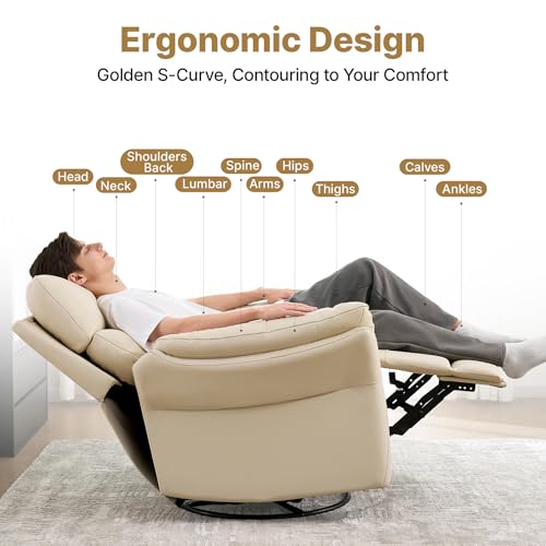 Sillón reclinable piel beige 24.8 pulgadas miniatura 5