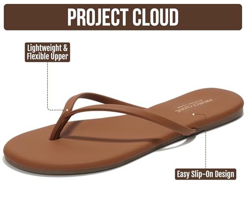 Image of Project Cloud Flip Flops for Women Footwear- Lightweight and Memory Foam Insole Sandals for Women 2026 - Durable Non-Slip Beach Essentials Flats for Women Sandals (Foundations)