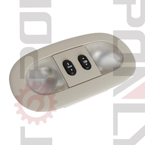 Image of Overhead Console LED Dome Map Light Lamp | Fits Ford F150 2004-2008, for Lincoln Mark LT 2006-2008 Truck | Replaces 7L3Z-18519A70-BA Interior Cab Lights with Sunroof and Rear Window Switch (Tan)