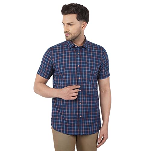 Image of blackberrys Checks Cotton Slim Fit Mens Casual Shirt