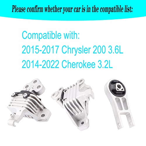 Engine Motor Mount & Trans Mount Compatible With 2015-2017 Chrysler 200 3.6L 2014-2022 Cherokee 3.2L Replacement For 3379 3308 3380 A5824 A5752 A5825 #TOP1