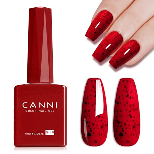 Image of CANNI 9ml Wine Red Glitter Gel Nail Polish, High Gloss UV LED Soak Off Gel