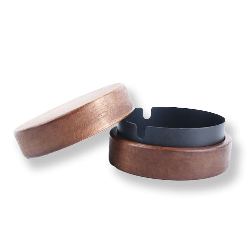 Posacenere antivento in legno, posacenere con coperchio, antivento, antiodore, adatto per bar, uffici, soggiorni, feste (Nero)