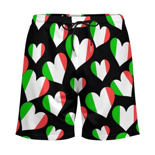 Italy Flag Heart Mens Swim Trunks Swimming Board Shorts with Compression Liner Summer Beach Bottom3