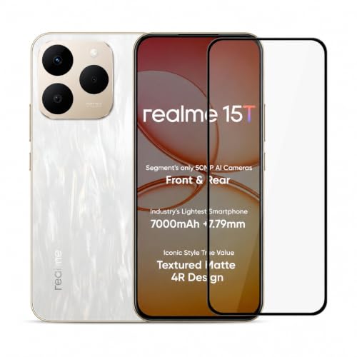 Image of Military-Grade Tempered Glass Screen Protector Compatible for Realme 15T with Edge to Edge Coverage and Easy Self Installation Kit (Realme 15T)