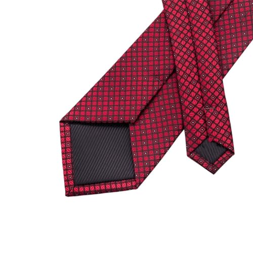 Set de corbatas para hombre de seda roja a cuadros miniatura 4