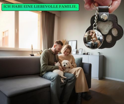 MHMondawn Hundehaar-Sammler Schlüsselanhänger mit Druckknopf – Leder-Anhänger zur Tierhaar-Aufbewahrung als Haustier-Memory Erinnerungsbox, Fell-Andenken, hängende Pfote Design(Schwarz+Braun) (S)