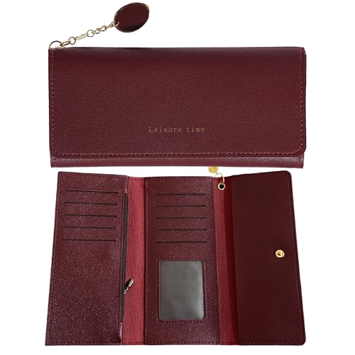 Image of Kraptick Women's Wallet - Compact Purse Clutch Wallet for Women, Stylish Card Coin Holder, Debit Card Holder, Money Organizer and Travel Wallet for Women with 14 Slots-(Red)