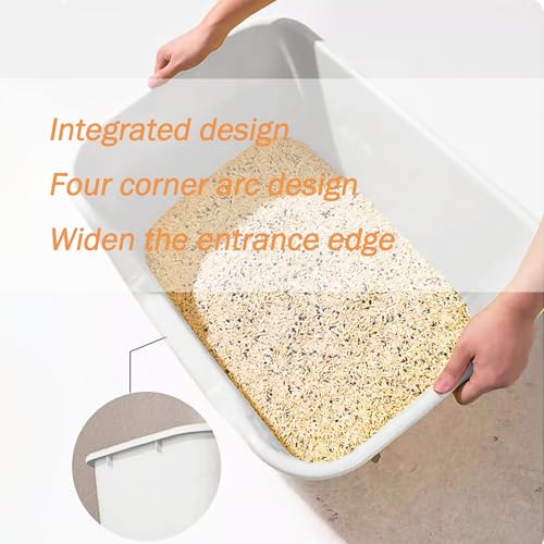 Vealind 2 Extra Large Cat Litter Box with High Sides, XL Litter Boxes for Indoor Big Cats, Grey Big Tall Deep High Wall Litter Box for 2 or Multiple Cats - Thumbnail 5