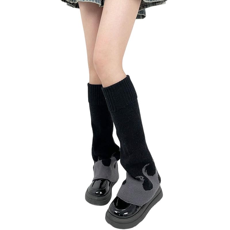 Image of WODECASA Girls Kawaii Leg Warmers Knitted Flared Leg Sleeves Goth Crochet Baggy Cuff Ankle Heap Socks