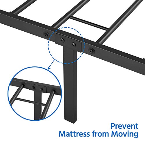 Yaheetech Bettrahmen Metallbett Bettgestell aus Metall, Einzelbett für 90 x 190 cm Matratze, Gästebett für kleine Räume, Schwarz
