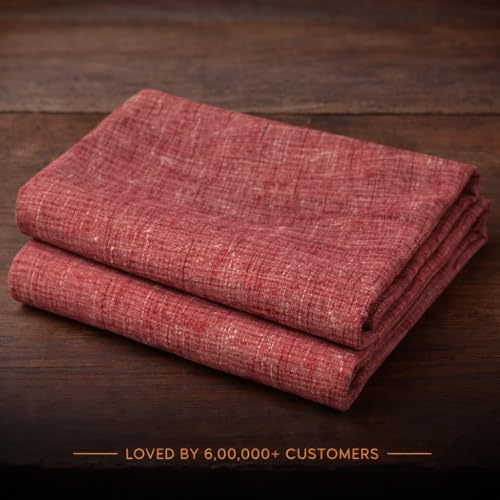 Image of Unstitched Cotton Fabric for Men and Women - Light Weight Trending Self Pattern Khadi Cotton Fabric Material (5 Meter, Radish Pink)