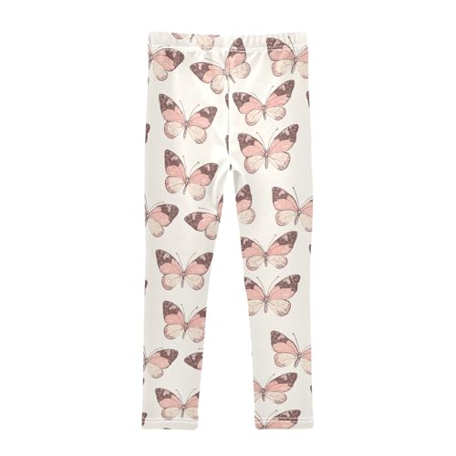 Girls Leggings Butterfly Cute Pink Kids Length Leggings Pants Toddler Athletic Soft Tights Trousers 4T2