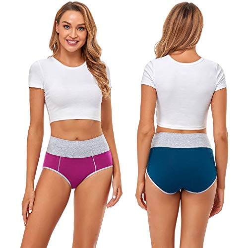 Image of Womens Underwear,Cotton Mid Waist No Muffin Top Full Coverage Brief Ladies Panties Lingerie Undergarments for Women Multipack