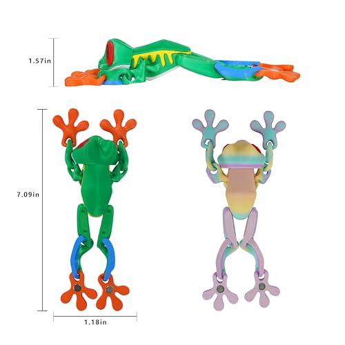 Set de 2 ranas imantadas articuladas decorativas 3D miniatura 2