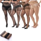 CYCVIZK Glammere - Pearlescent Universal Stretch Anti-Scratch Pantyhose Plus Size, Flexible Magic Stockings (US, Alpha, One Size, Plus, Regular, 4PCS-Each Color Has 1 PCS)