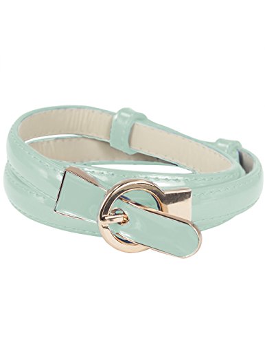 Dahlia Women's Adjustable Skinny Belt with Interlocking Circle Buckle