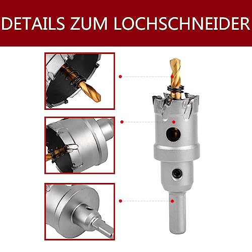 24mm Lochsäge Hartmetall-Bohrer, TCT-Metall Lochsäge Bohrer für Edelstahl, Eisen, Legierung, Holz, Kunststoff