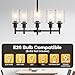 GAOMON Black Chandelier,5 Lights Modern Lighting Fixtures with Clear Glass Shade Flush Mount Ceiling Light for Dining Room,Bedroom,Kitchen,Foyer