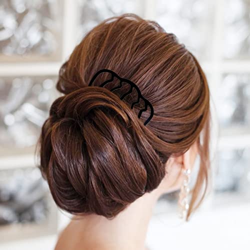 9 Pieces Hair Side Combs Metal Teeth Hair Fork Clip Stick For Updo Bun U Shape Hair Combs For Vintage Hairstyle Hair Accessories For Women And Girls, Black #TOP5