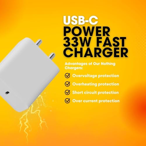 Image of Original 33W Type-C Power Fast Charger for CMF Phone 1, Nothing-Phone-2,Nothing-Phone-2A,Nothing-Phone-2A Plus Phone1,Rapidly Charging 33-watt Quick Charge 3A Wall Android Charging Adaptor for Mobile