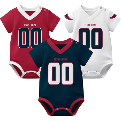 Image of KREDE Baby Clothes Unisex Bodysuit Jersey Style Custom Name Number for Baby Boys