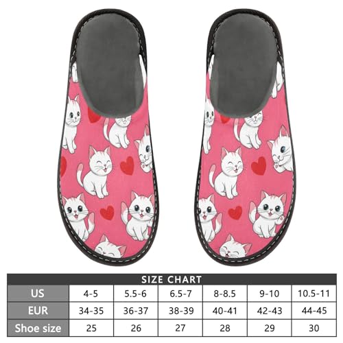 Slippers for Women Cute Cats and Hearts Pattern Soft Fuzzy Women's Slippers Indoor and Outdoor Shoes3