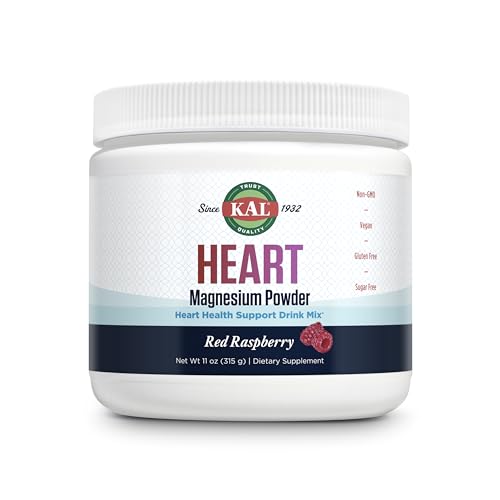 KAL Heart Magnesium Powder, Red Raspberry Flavor, Heart Health Support, Magnesium Drink Mix,...