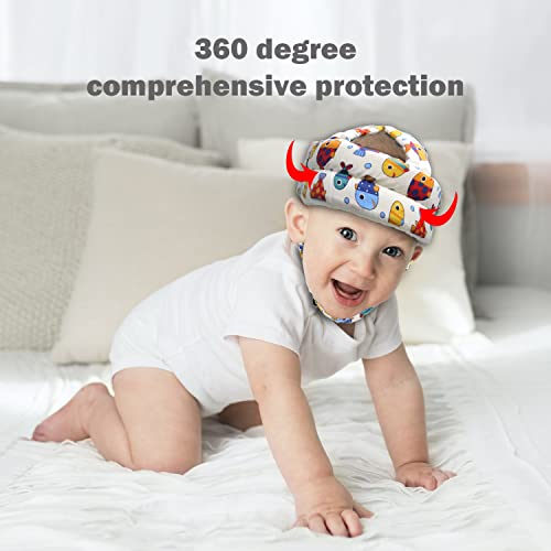 Image of Baby Head Protector Baby Helmet for Crawling Walking, No Bumps Safety Head Adjustable Protective Cap for Walking, Playing (Fish)