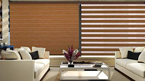 Image of ZEBRA BLINDS Polyresin Curtain, 165 X 130, Brown
