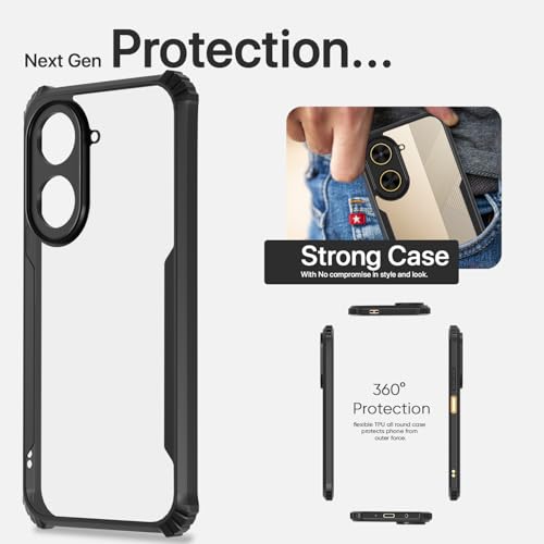 Image of Pikkme Back Cover for Poco C71 / Redmi A5 | Ultra Hybrid Shockproof Case | Full Camera Protection | Raised Edges | Clear Transparent Bumper Case (Black)