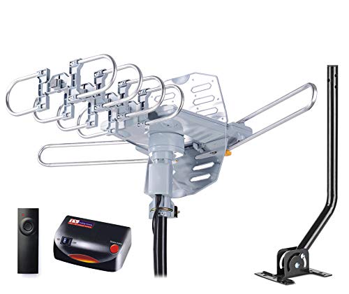 PBD WA-2608 Digital Amplified Outdoor HD TV Antenna with Mounting Pole & 40 ft RG6 Coax Cable 150 Miles Range Wireless Remote Rotation Support 2TVs #1