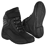 SAGA MOTO Motorradstiefel Herren - Wasserdicht Leder Biker Reitschuhe mit Anti-Rutsch-Sohle & Atmungsaktives Futter - CE-geprüft, Knöchelstütze (6010 Schwarz US 10)