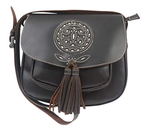 Funrey Bolso marrón de piel con borlas colores España - Medidas: 25 L x 23 alto x 10 cms Cover