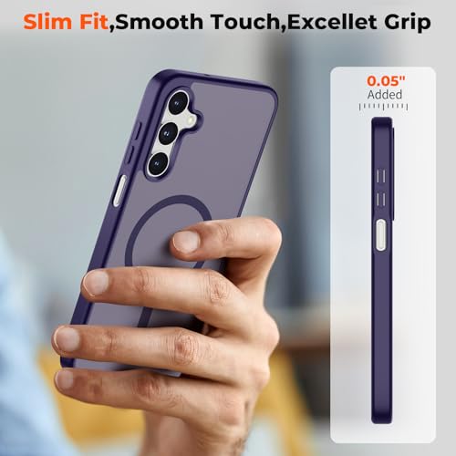 Image of SUPFINE Magnetic for Samsung Galaxy A16 5G Case with Screen Protector, (Built-in Magnets) (Military Grade Drop Protection) Slim Translucent Shockproof Phone Case,Dark Purple