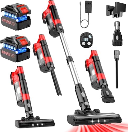 Amazon.com: Cordless Vacuum Cleaners for Home with 2*Battery 8000mAh ...