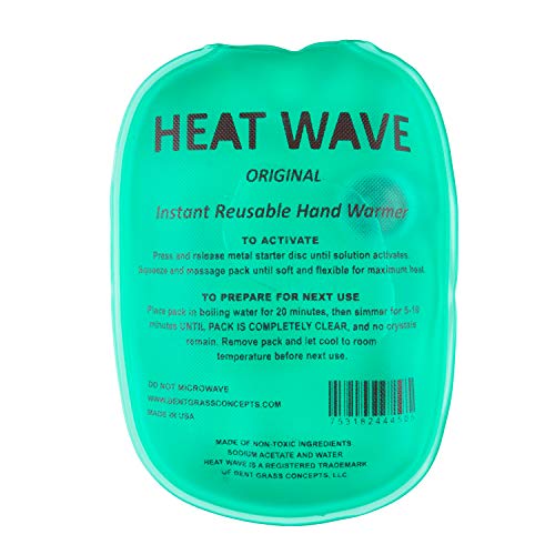 Made In Usa: Heat Wave Instant Reusable Heat Pack, Instant Reusable Hand Warmer 4-Pack, For Camping, Hiking, And Pain Relief (3” X 5”) Click Heat #TOP1