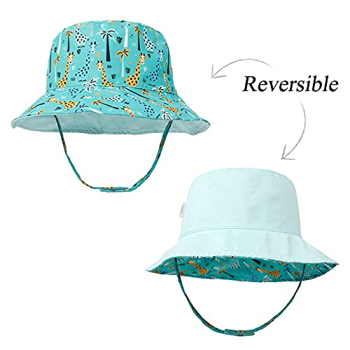 Baby Sun Hat Reversible Upf50+ Sun Protection Double Sided Beach Wide Brim Bucket Hats Toddler Kids Boy Girl (Giraffe, 2-4 Years) #TOP2