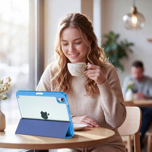 Image of ProCase Smart Case for iPad mini 7 A17 Pro 2024 /Mini 6 2021 8.3 inch -Blue | Slim iPad Mini 7th /6th Gen Case with Pencil Holder Hard Back Cover for iPad Mini 8.3 Inch 7th Gen /6th Gen
