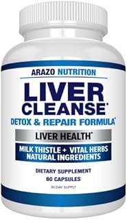 Liver Cleanse Detox & Repair Formula – Milk Thistle Herbal Support Supplement: Silymarin, Beet, Artichoke, Dandelion, Chicory Root – Arazo Nutrition