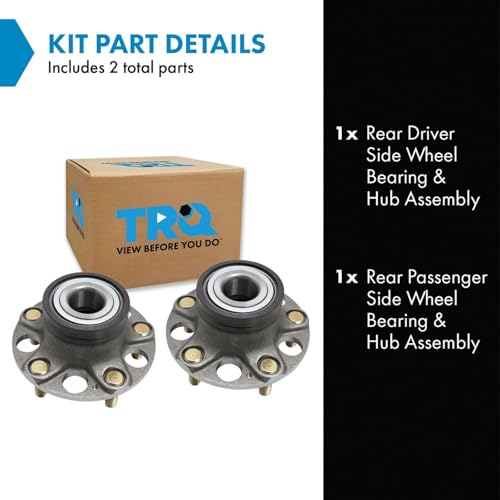 Image of TRQ Rear Driver and Passenger Side Wheel Bearing and Hub Assembly Set 2 Piece Compatible with 2011-2016 Honda CR-Z