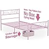 Weehom Metal Bed Frame Twin with Bed Storage,No Box Spring Needed,Heavy Duty Steel Slats Support for Boys Girls Teens Students Adults Pink