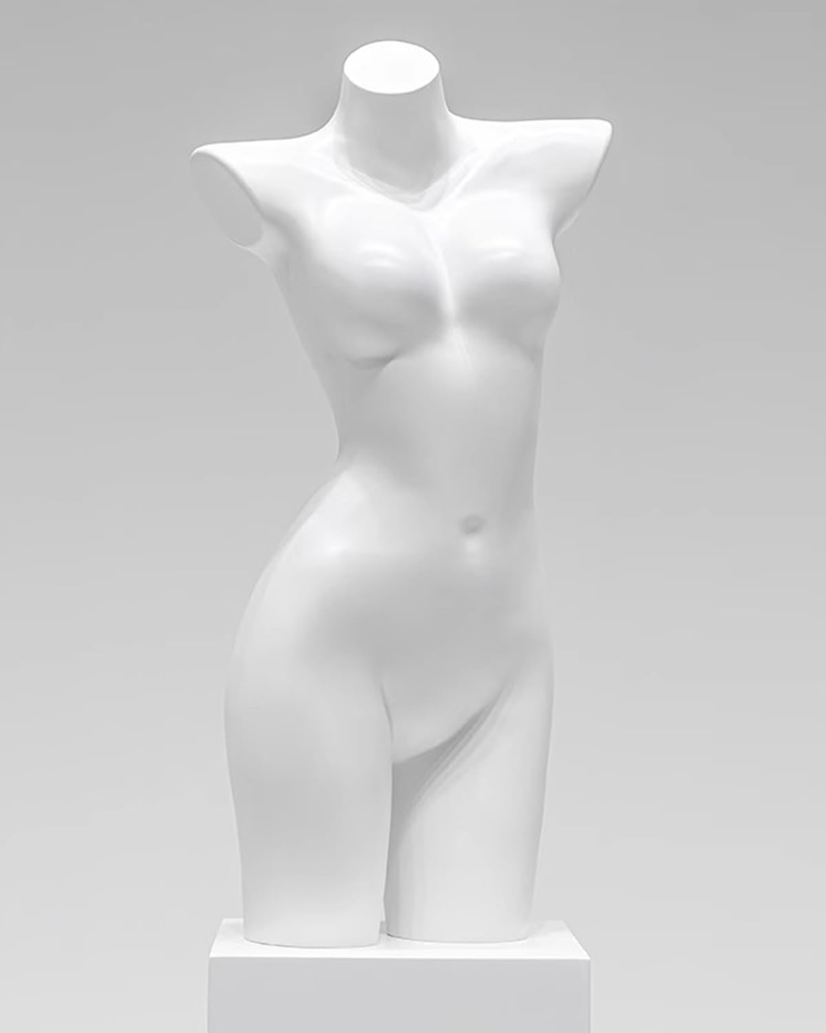 Half Body Female Dress Form Torso for Lingerie, Clothes Display Mannequin Stand, Curvy Manikin for Retail Store/Photography/Shop Window,White-Without Stand