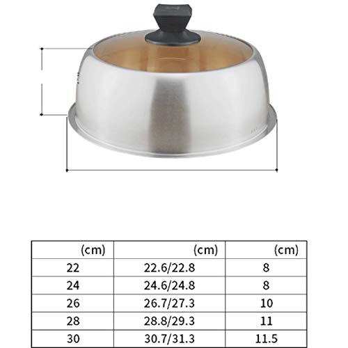Couvercle à vapeur poêle fer pan remplacer verre transparent inox 28cm