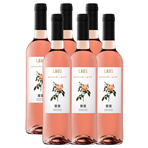 LAUS - Pack 6 Botellas de Vino de 75 cl - Vino Rosado - Denominación de Origen Somontano - Elaborado con Variedadades Garnacha y Syrah - Aroma Frutal